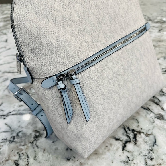 Michael Kors Dallas Medium slim backpack Signature white blue NWT Authentic - Picture 9 of 11